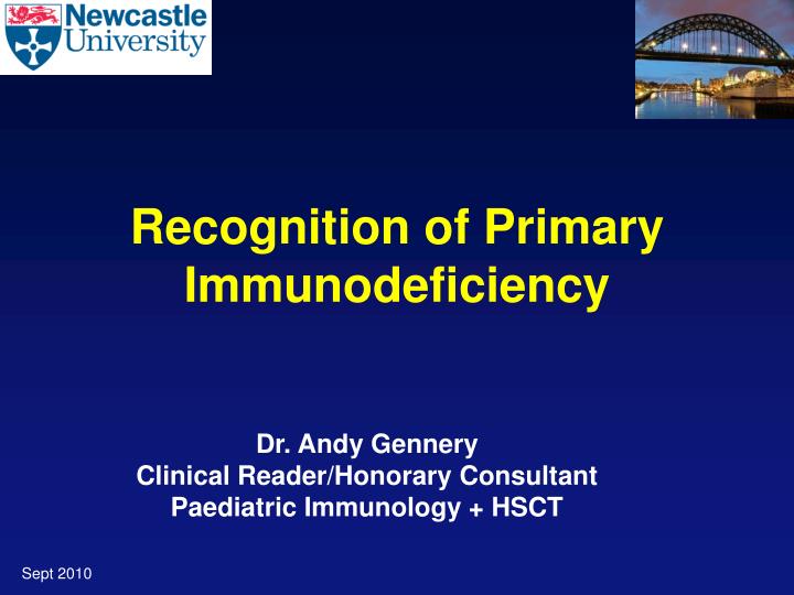 recognition of primary immunodeficiency