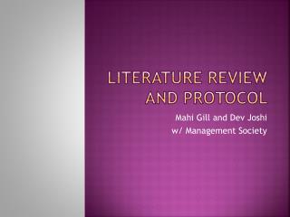 Literature Review and Protocol