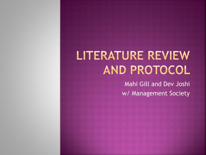 literature review and protocol