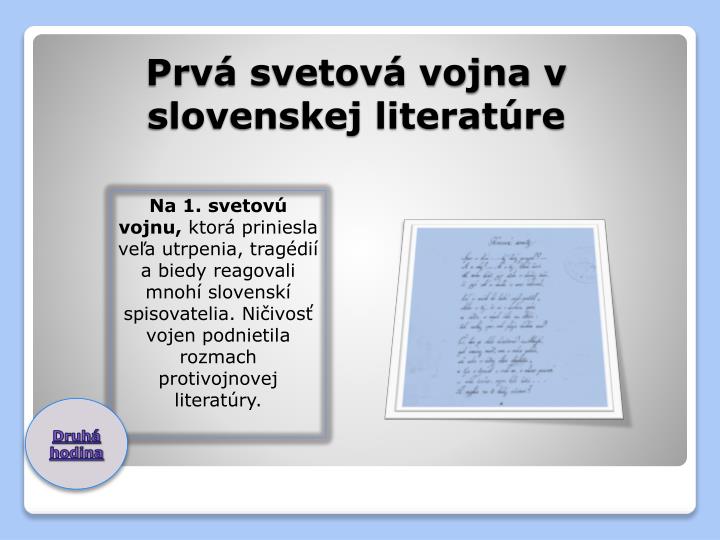 prv svetov vojna v slovenskej literat re