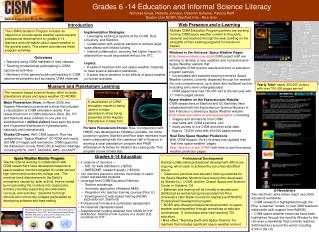 Grades 6 -14 Education and Informal Science Literacy