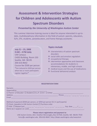 Presented by the University of Washington Autism Center