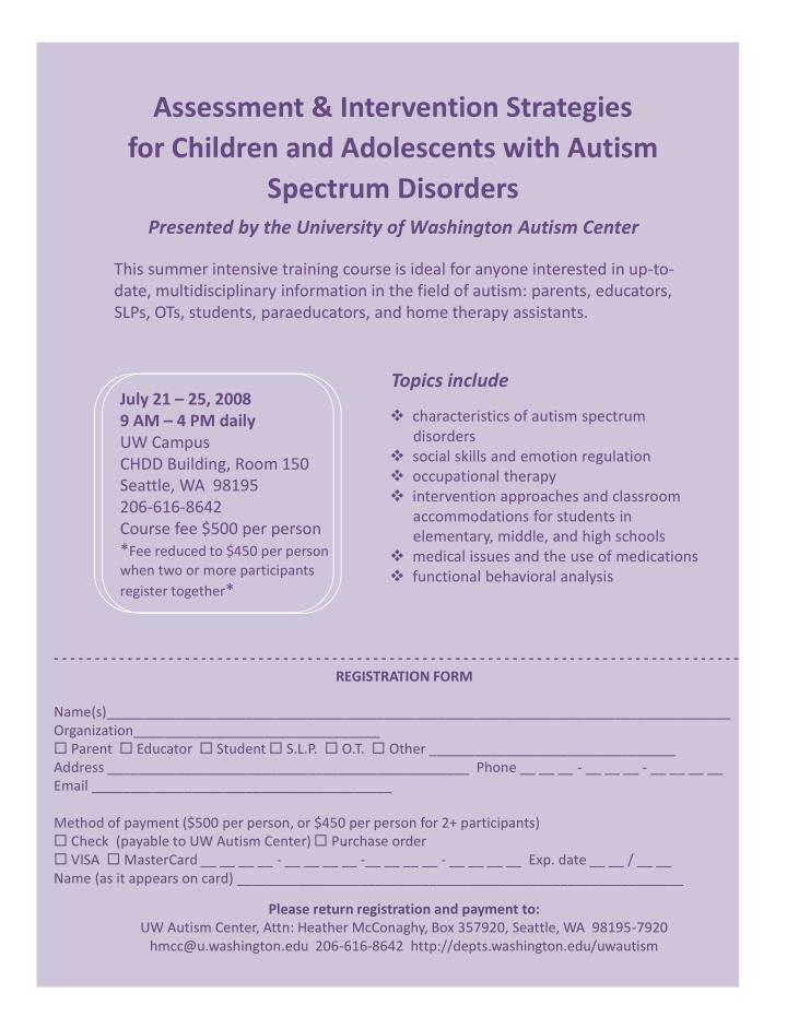 presented by the university of washington autism center