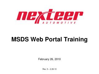 MSDS Web Portal Training