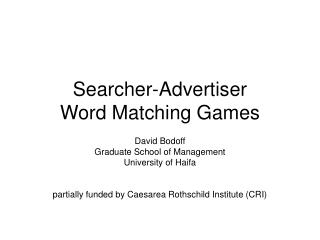 Searcher-Advertiser Word Matching Games