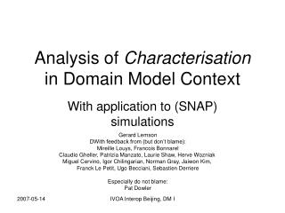 Analysis of Characterisation in Domain Model Context