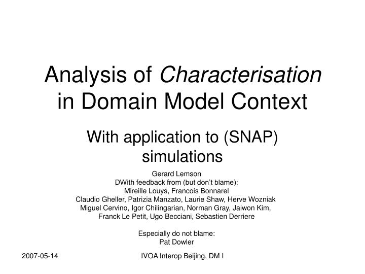 analysis of characterisation in domain model context