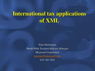 International tax applications of XML