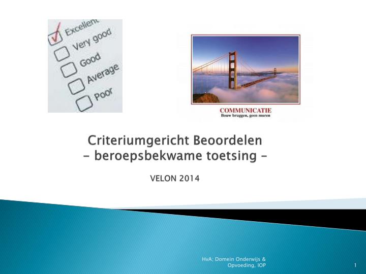 criteriumgericht beoordelen beroepsbekwame toetsing velon 2014