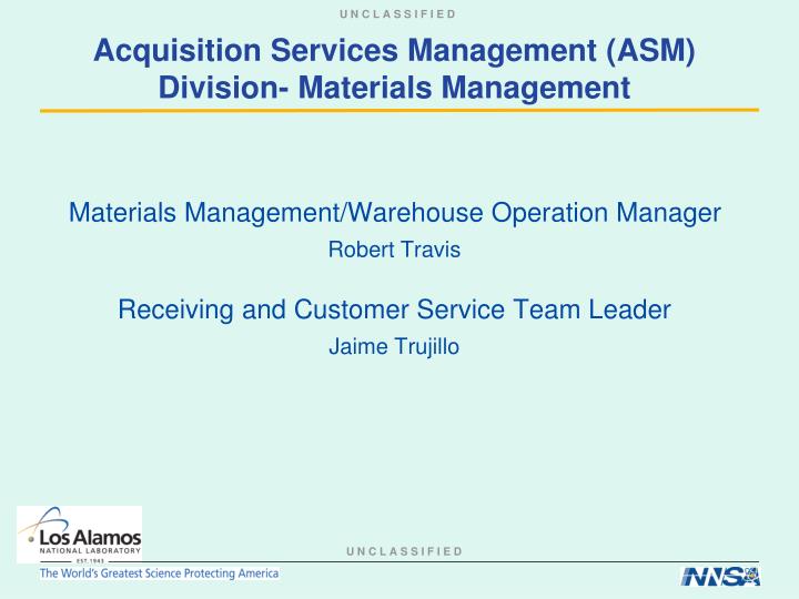 acquisition services management asm division materials management