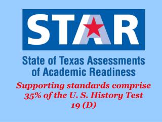 Supporting standards comprise 35% of the U. S. History Test 19 (D)