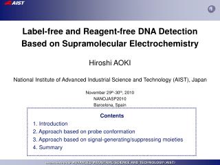Label-free and Reagent-free DNA Detection Based on Supramolecular Electrochemistry Hiroshi AOKI