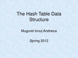 The Hash Table Data Structure