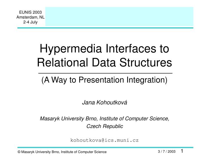 hypermedia interfaces to relational data structures a way to presentation integration