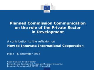 Planned Commission Communication on the role of the Private Sector in Development