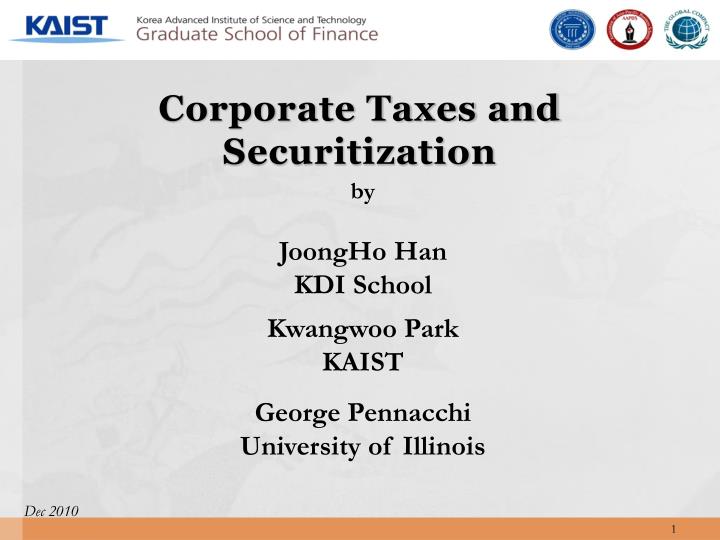 corporate taxes and securitization