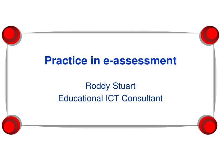 practice in e assessment