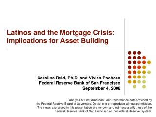 Latinos and the Mortgage Crisis: Implications for Asset Building
