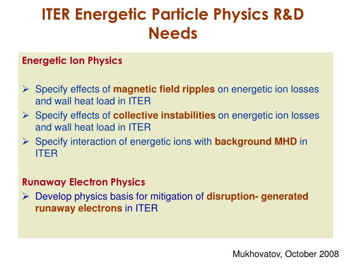 iter energetic particle physics r d needs