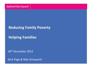 Reducing Family Poverty Helping Families