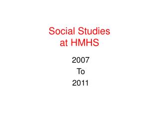 Social Studies at HMHS