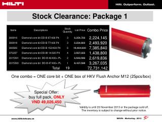 Stock Clearance: Package 1