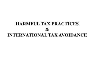 harmful tax practices international tax avoidance