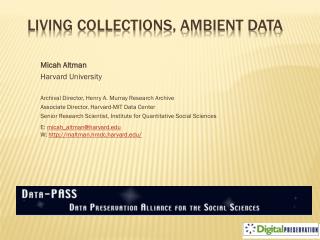 Living Collections, Ambient Data