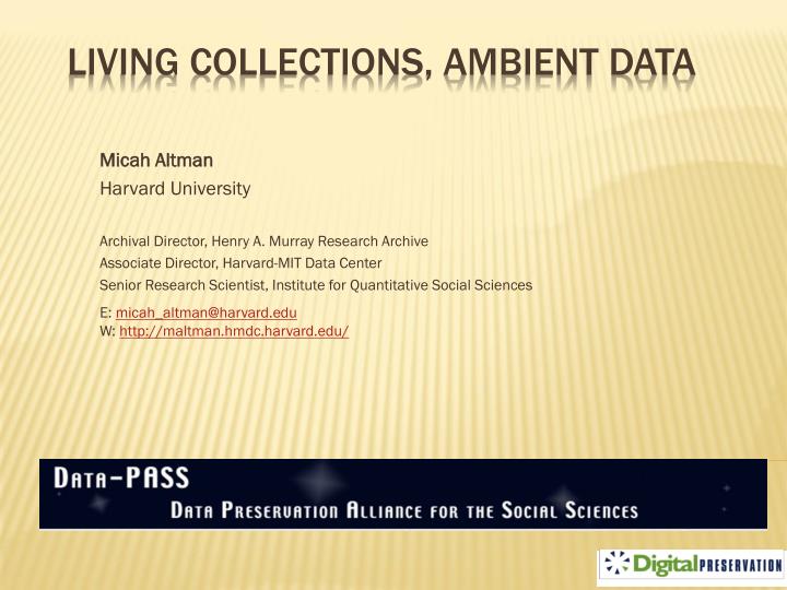 living collections ambient data