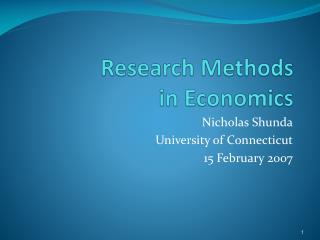 Research Methods in Economics