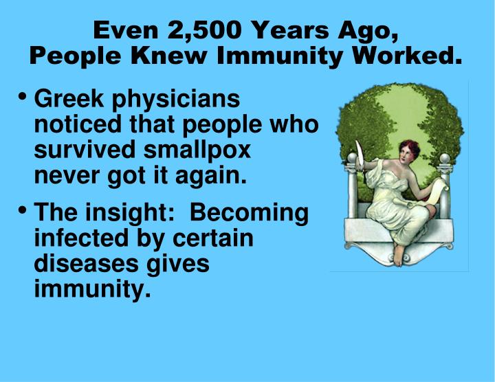 even 2 500 years ago people knew immunity worked