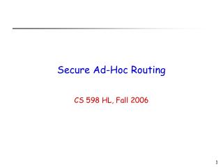 Secure Ad-Hoc Routing