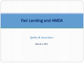 Fair Lending and HMDA