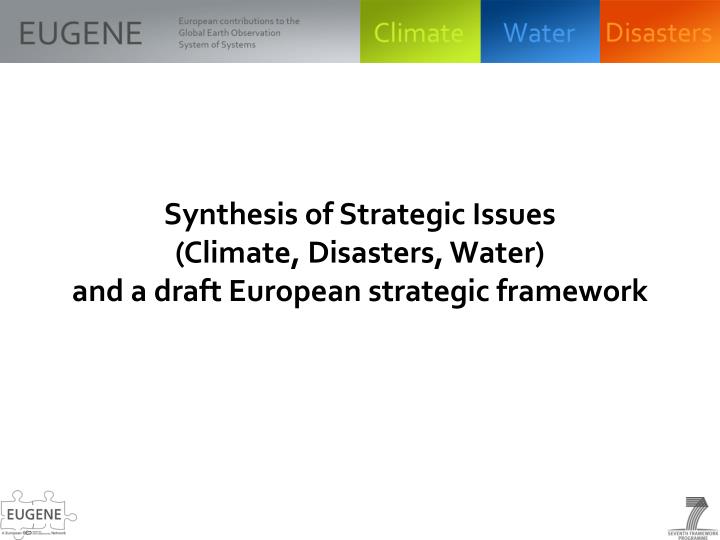 synthesis of strategic issues climate disasters water and a draft european strategic framework