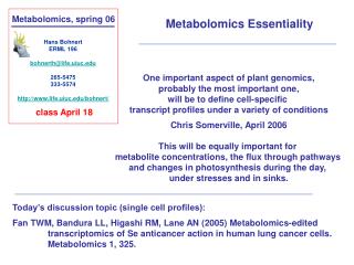 Metabolomics, spring 06