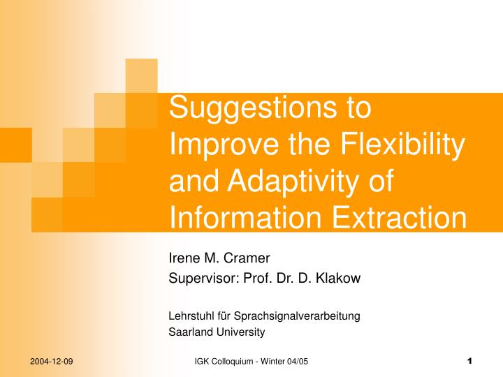 suggestions to improve the flexibility and adaptivity of information extraction