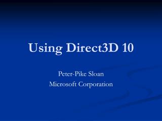 Using Direct3D 10
