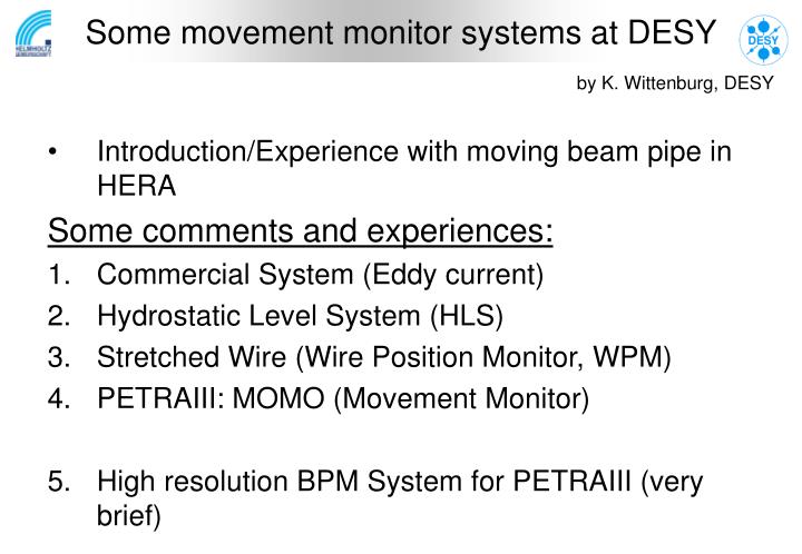 some movement monitor systems at desy