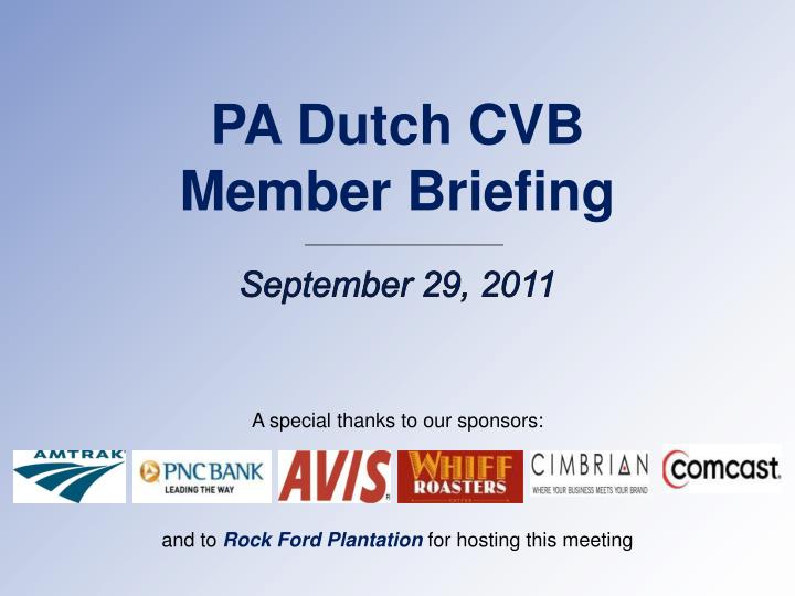 pa dutch cvb member briefing