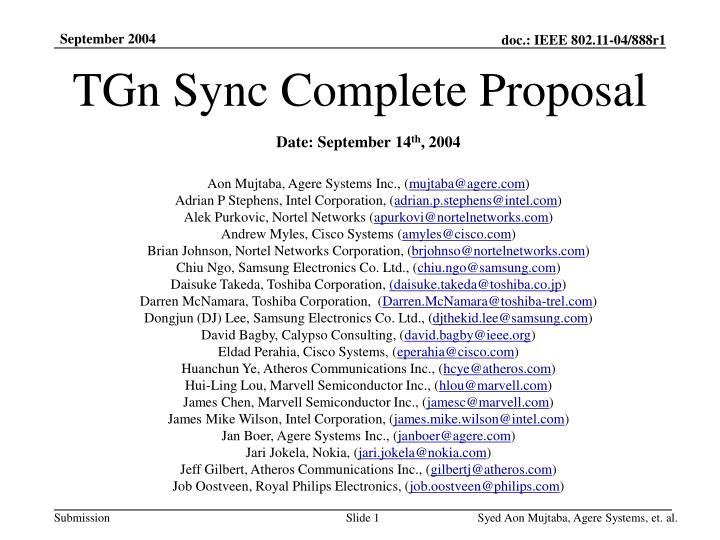 tgn sync complete proposal