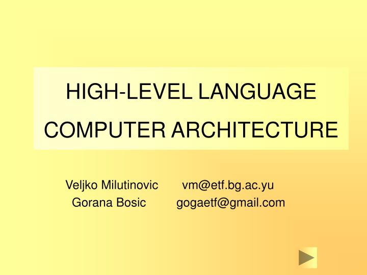 high level language computer architecture