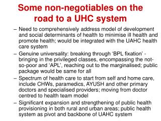 Some non-negotiables on the road to a UHC system
