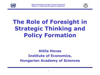 The Role of Foresight in Strategic Thinking and Policy Formation