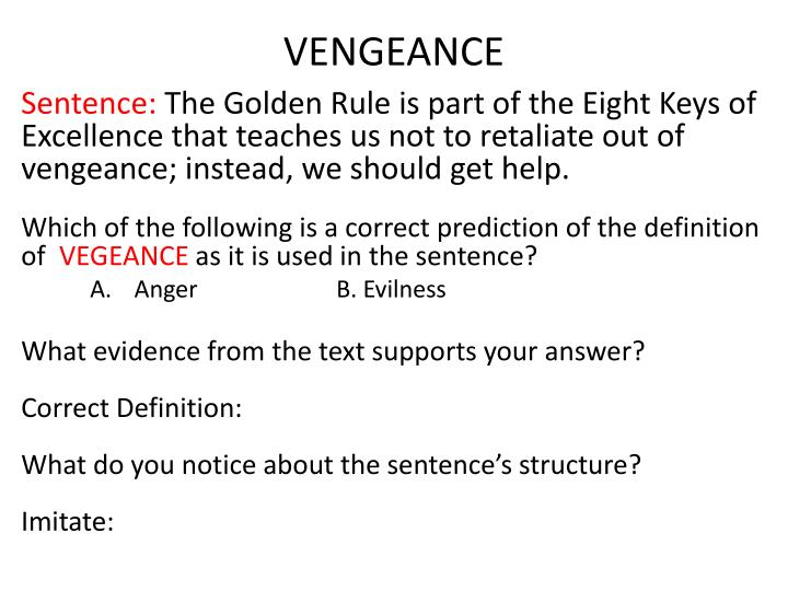 What is the meaning of vengeance? - Question about English (US