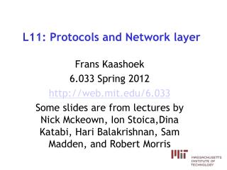 L11: Protocols and Network layer