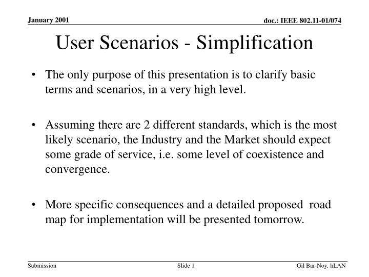 user scenarios simplification