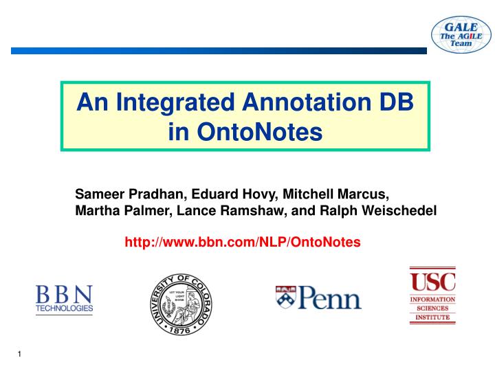 an integrated annotation db in ontonotes