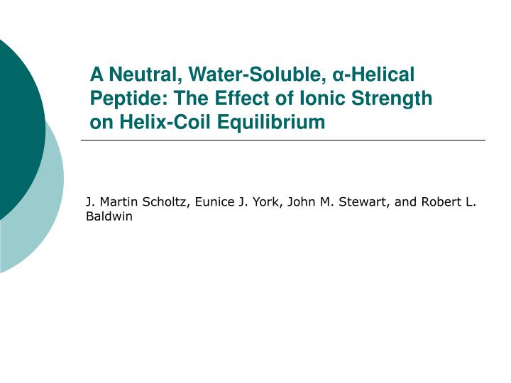 a neutral water soluble helical peptide the effect of ionic strength on helix coil equilibrium