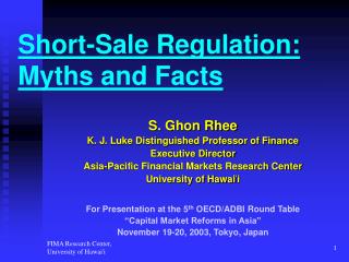 Short-Sale Regulation: Myths and Facts