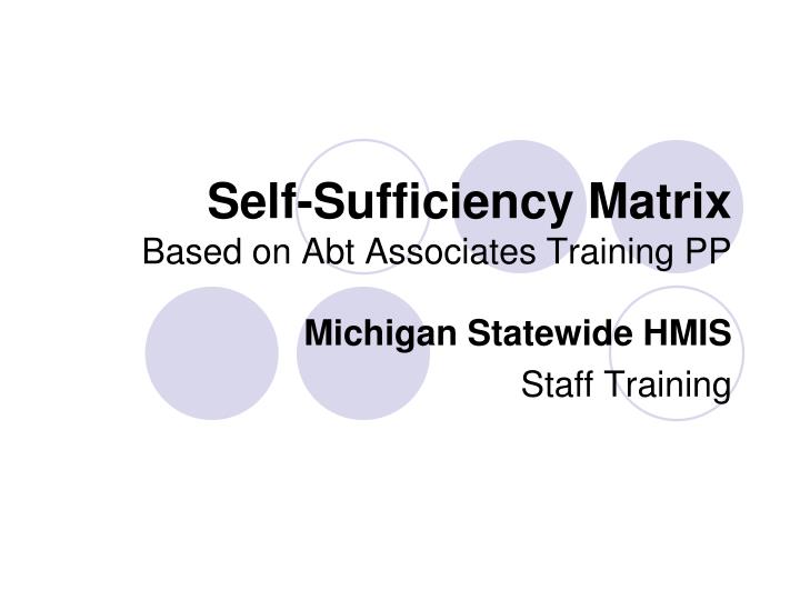 self sufficiency matrix based on abt associates training pp